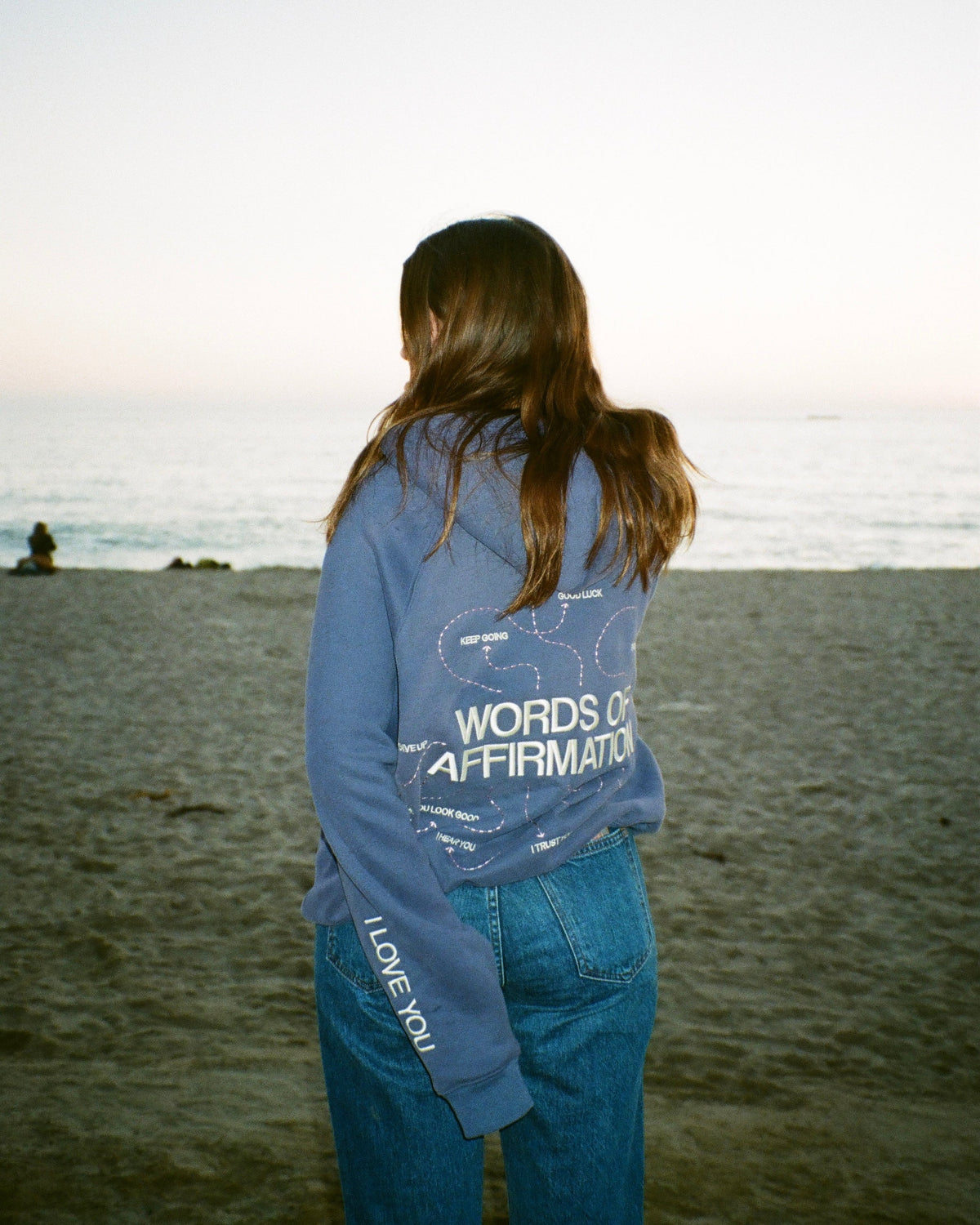 Sweat à capuche oversize « Words of Affirmation » en bleu