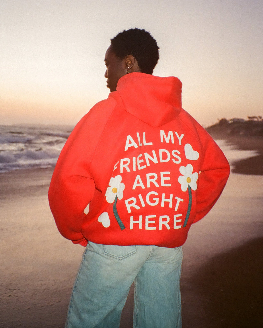 „All my Friends“ Oversized Lux Hoodie in Rot