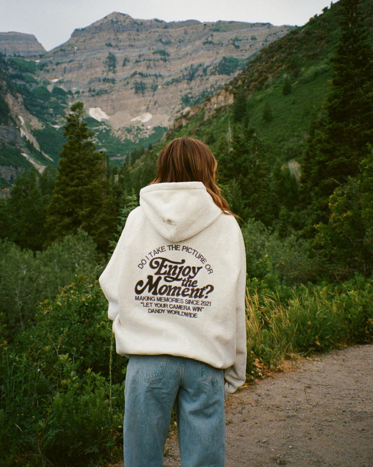 "Enjoy the Moment" oversize’owa bluza z kapturem Lux w kolorze melanżowej szarości