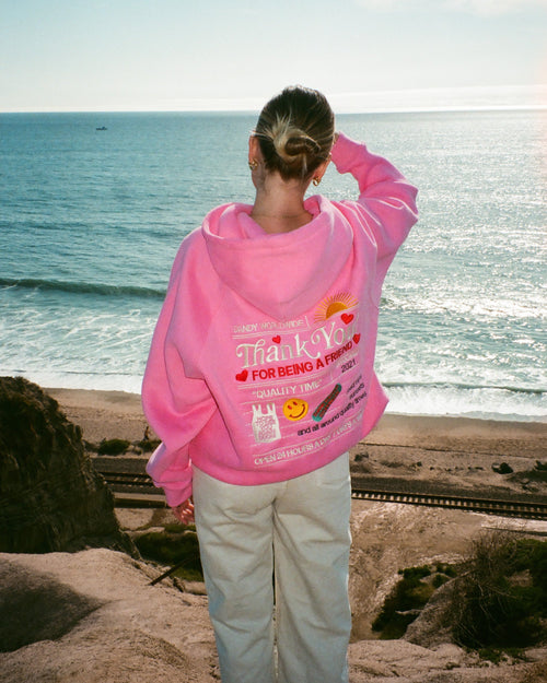 Felpa con cappuccio Oversized Lux "Quality Time" in rosa