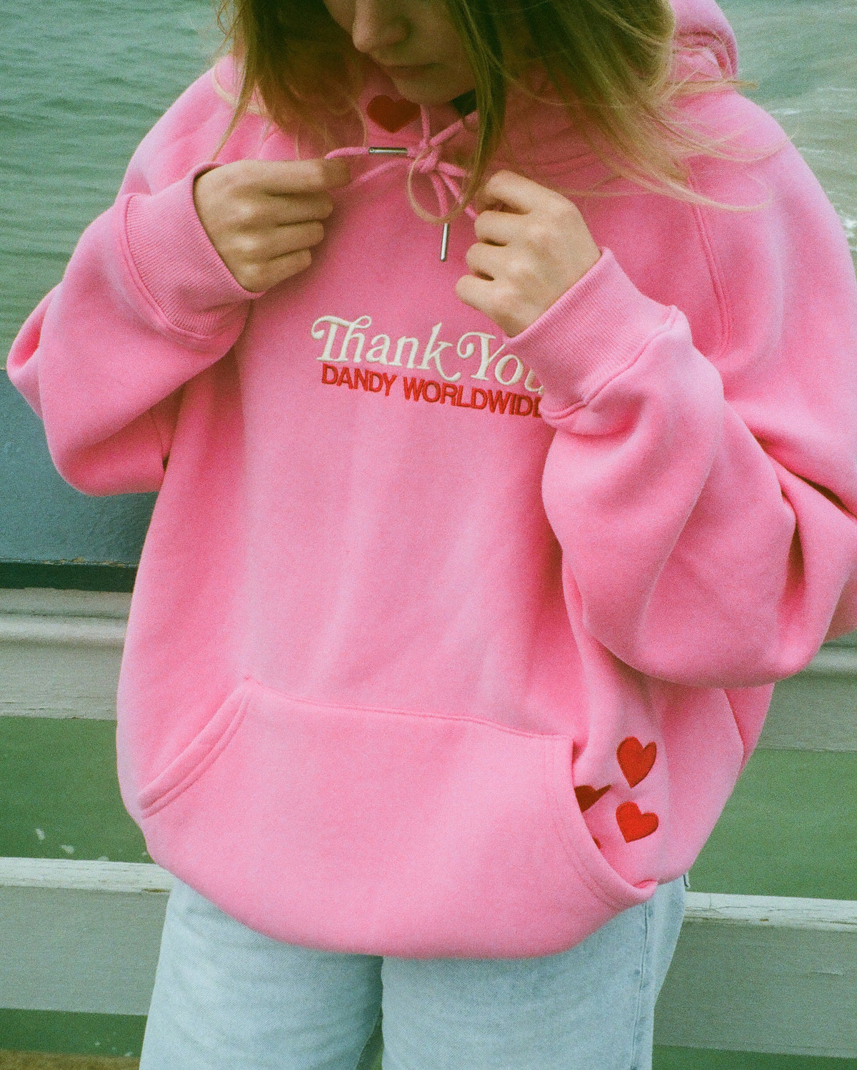 Felpa con cappuccio Oversized Lux "Quality Time" in rosa