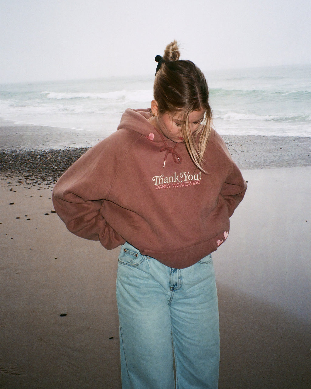 „Quality Time“ Oversized-Luxus-Hoodie in Hellbraun