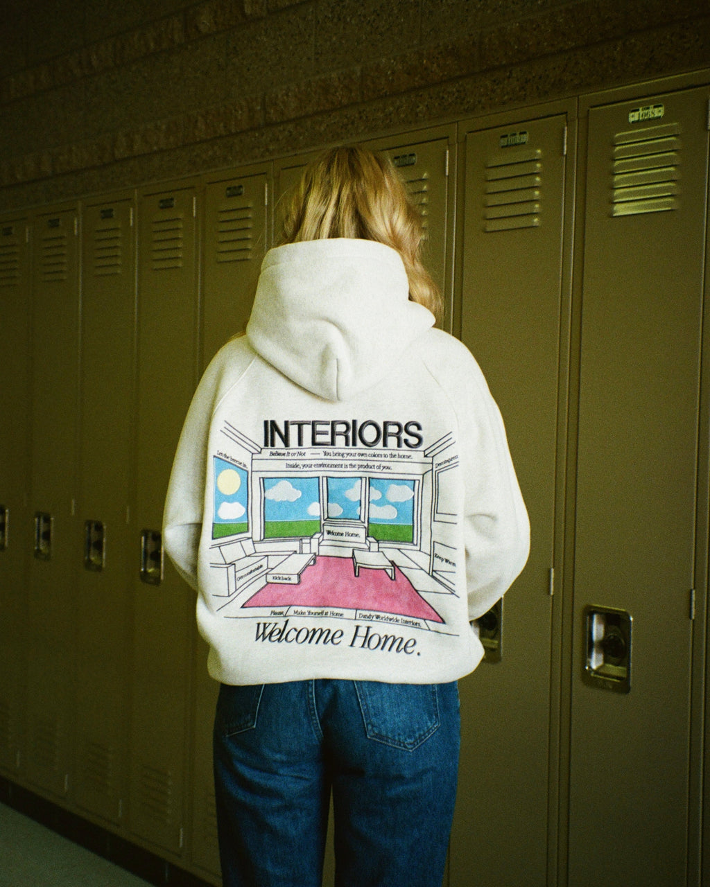 Sweat à capuche oversize « Interiors » en gris chiné