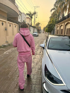 Distressed Zip-Hoodie Pink