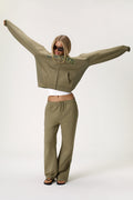 Doozy Kapuzenpullover mit Reißverschluss in Khaki