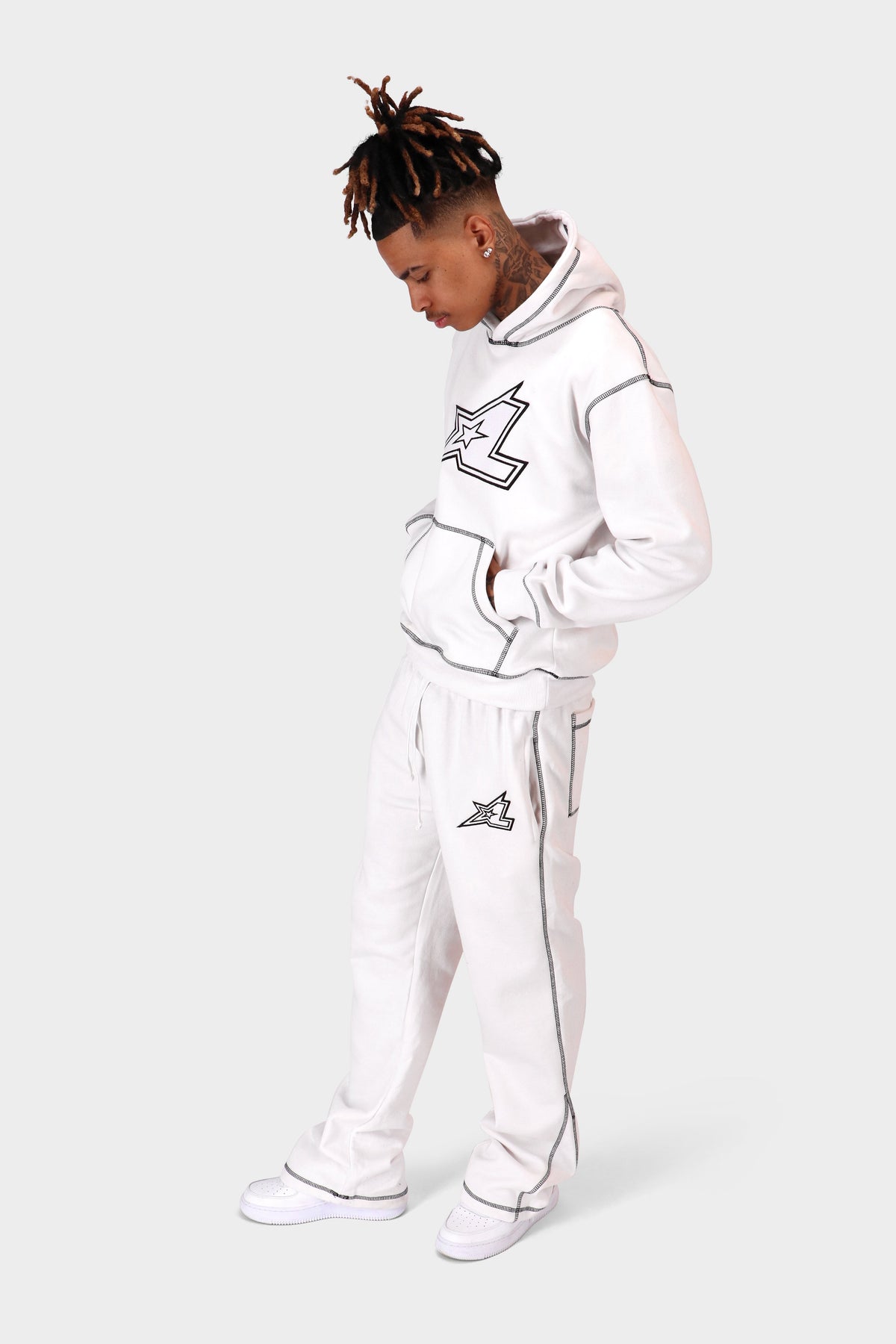 StarLine witte uitlopende joggingbroek