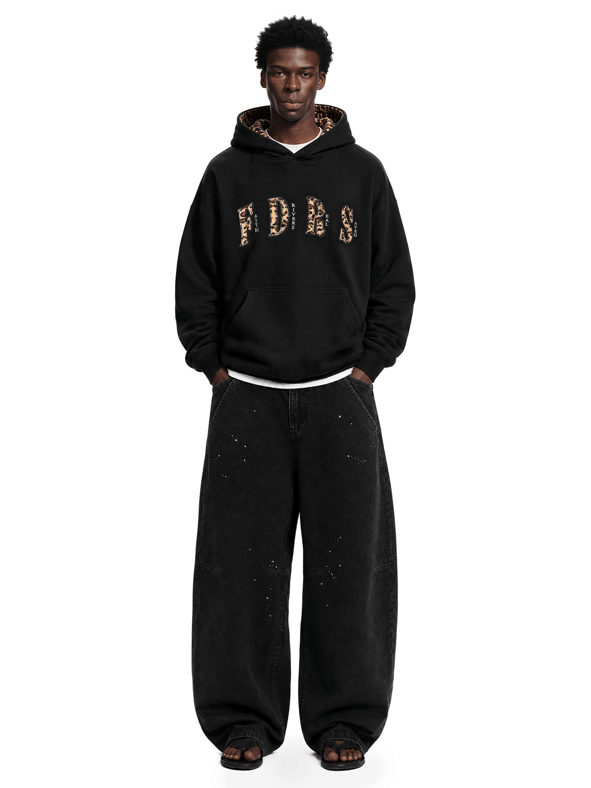 Oversized hoodie met luipaardvoering