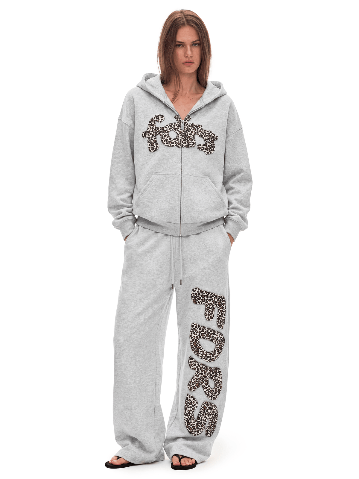 Hoodie met luipaardpatch en rits