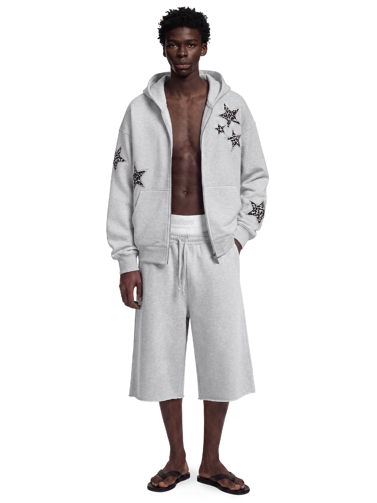 Sweat à capuche zippé léopard avec étoile