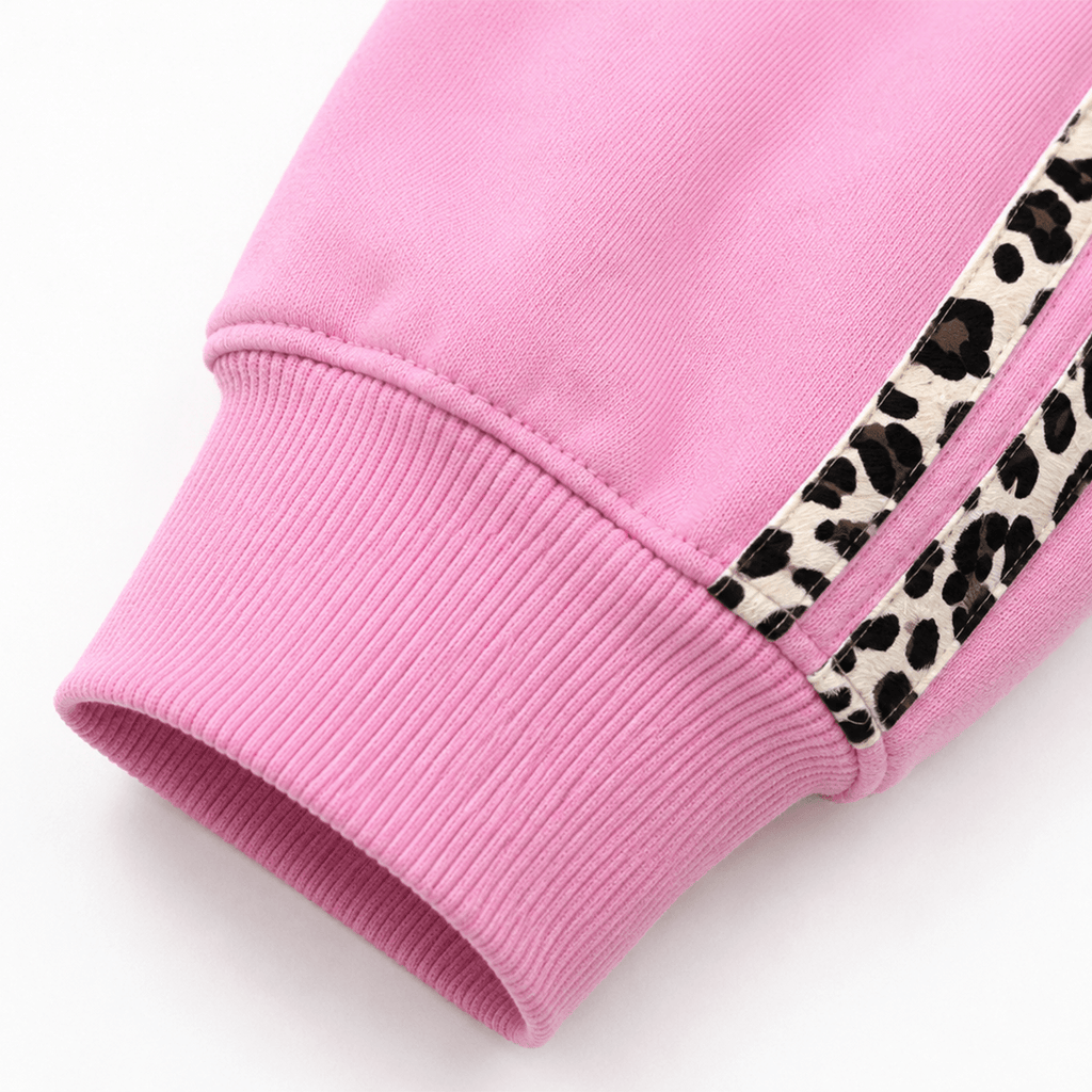 Sweat à capuche zippé à bandes léopard