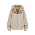 Sweat à capuche en fausse fourrure à rayures Luxe