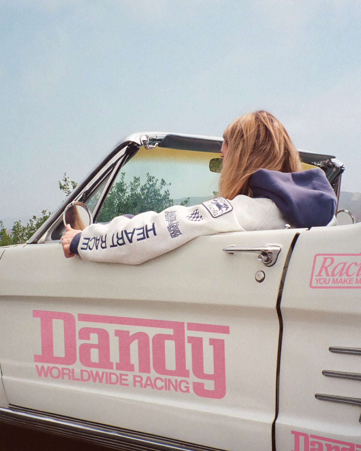 Sweat à capuche oversize Lux « Racing Heart » en bleu