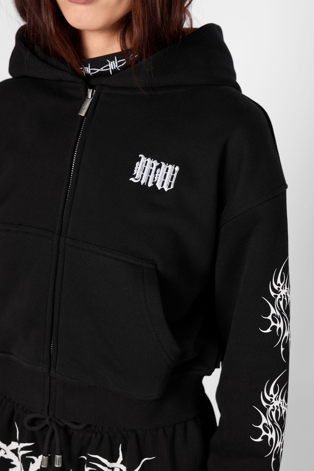 Sweat à capuche zippé court Nephilim