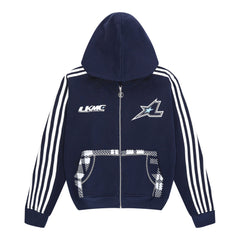 Zip Hoodie Striped - Navy
