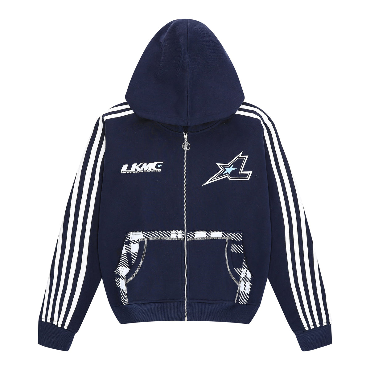 Zip Hoodie Striped - Navy