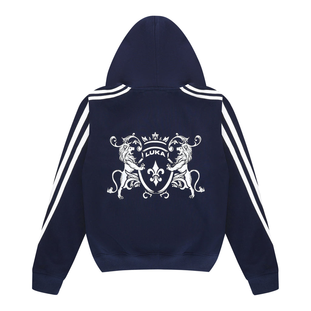 Sweat à capuche zippé rayé - Bleu marine
