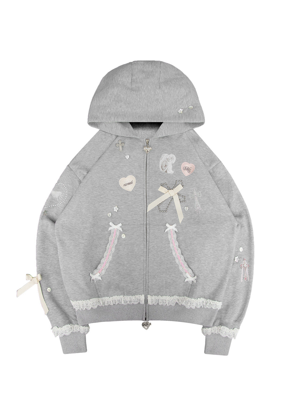 Felpa con cappuccio con zip WHISPER grigio mélange