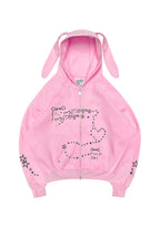 MALFUNCTION BUNNY ZIP-HOODIE BABYROSA (ABNEHMBARE OHREN)