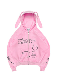 MALFUNCTION BUNNY ZIP-HOODIE BABYROSA (ABNEHMBARE OHREN)