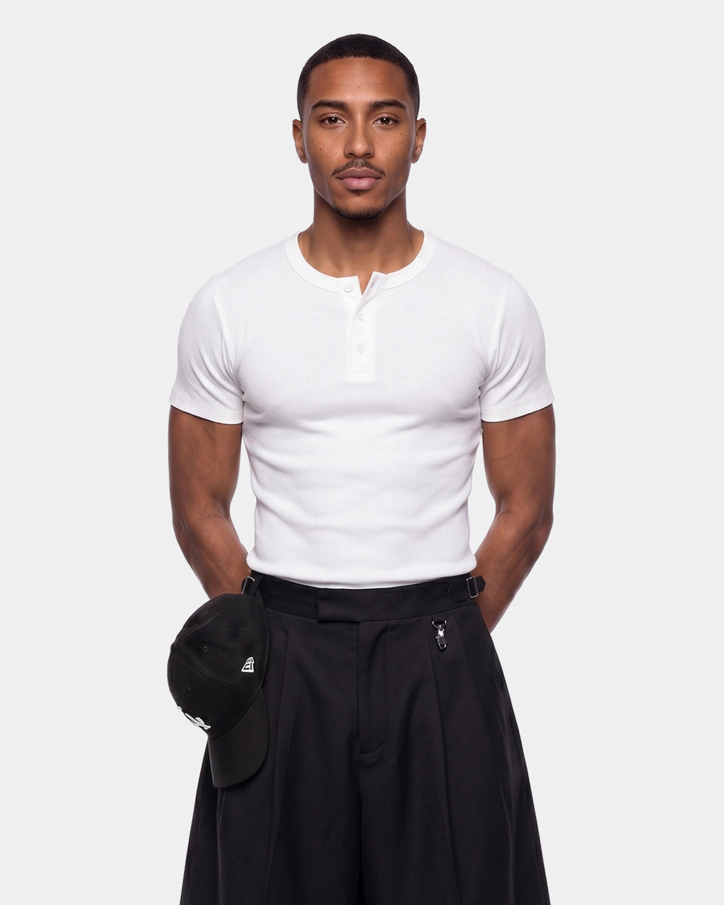 T-shirt henley blanc
