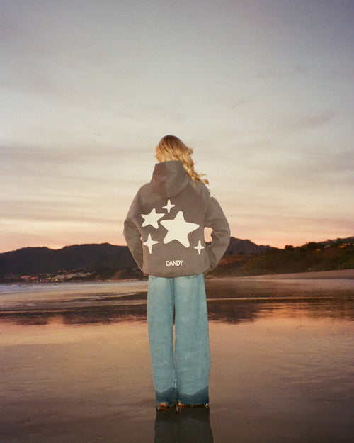 Sweat à capuche oversize « Lucky Stars » Lux gris foncé