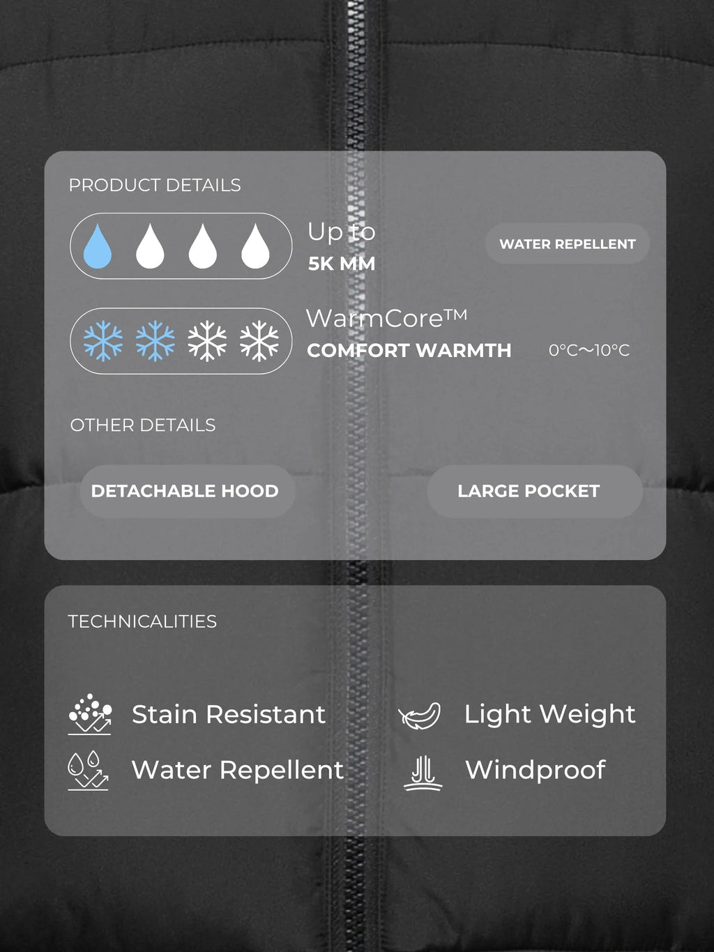 Classic Short Detachable Hooded Puffer Jacket