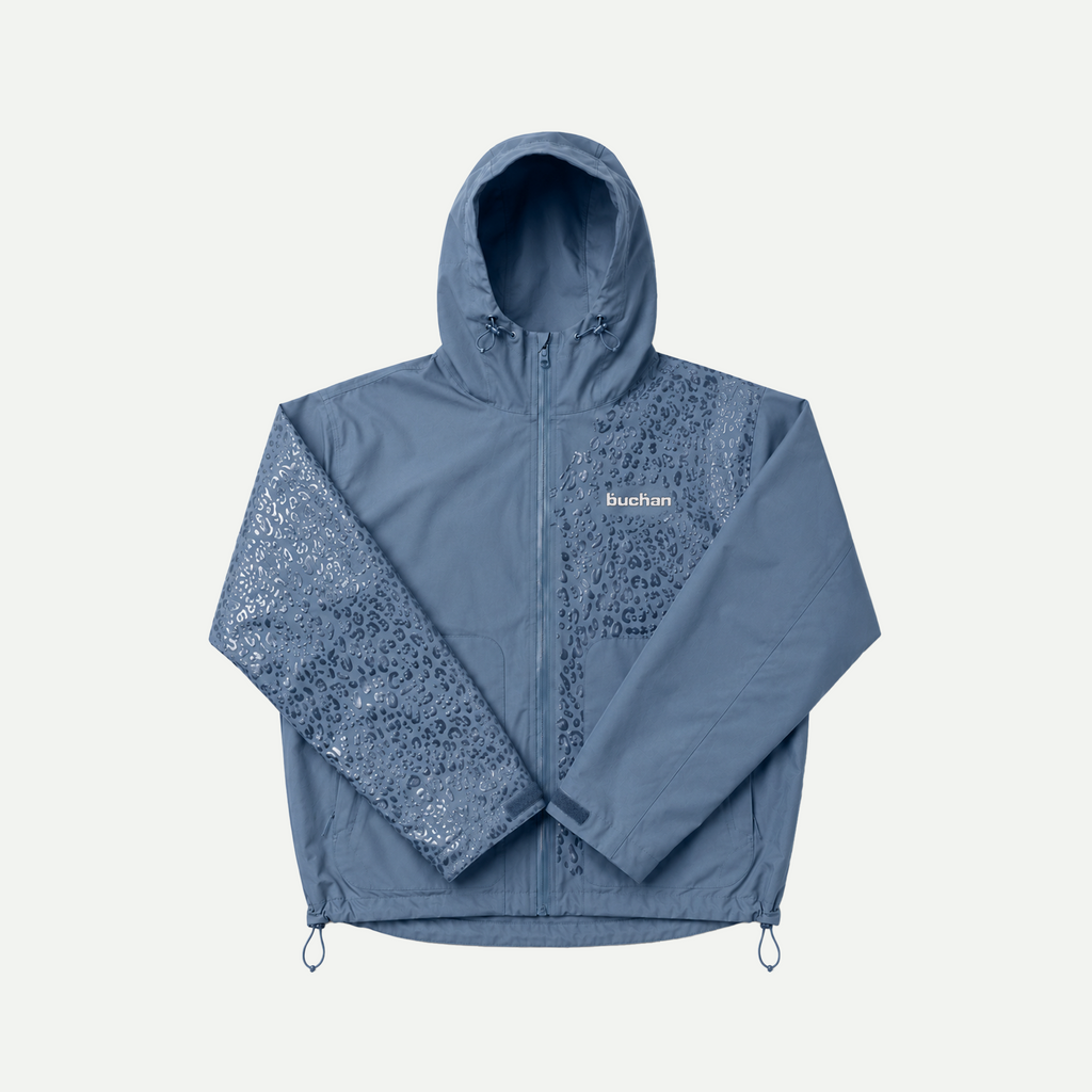 Water Reactive Cheetah Rain Jacket - Blue