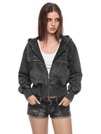 Seamed Rhinestone Hoodie