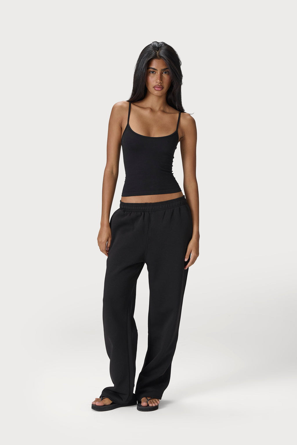 Classic Wide Leg Sweatpants in Washed Black