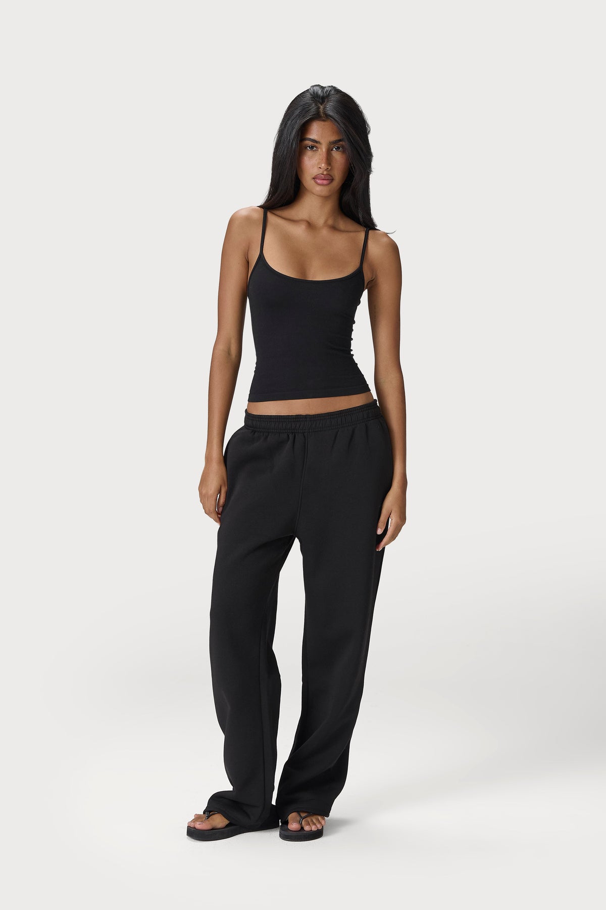 Classic Wide Leg Sweatpants in Washed Black