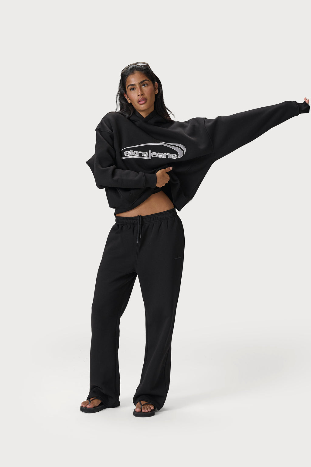 Trademark Wide Leg Sweatpants in Road Black