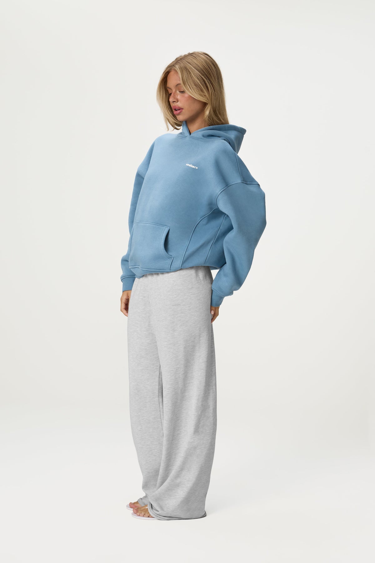 Brand Hoodie in Mid Blue