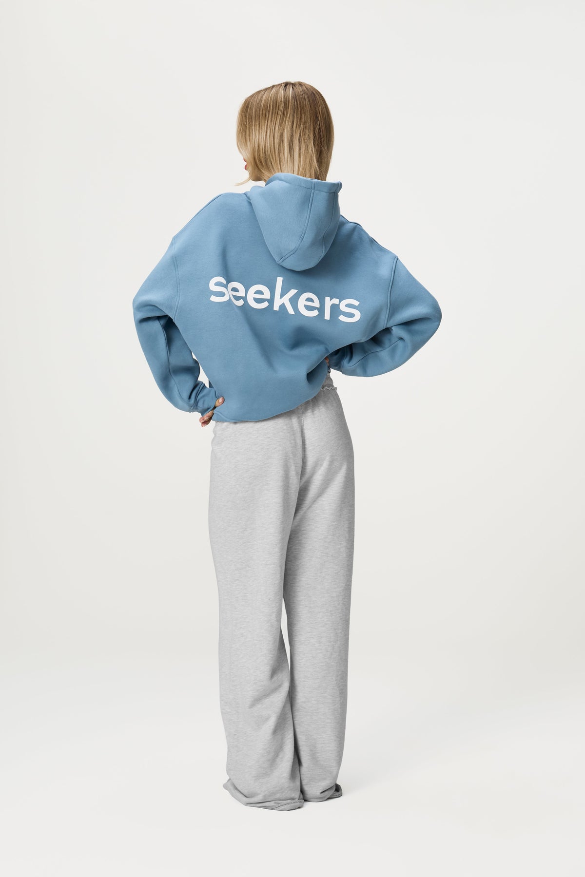 Brand Hoodie in Mid Blue