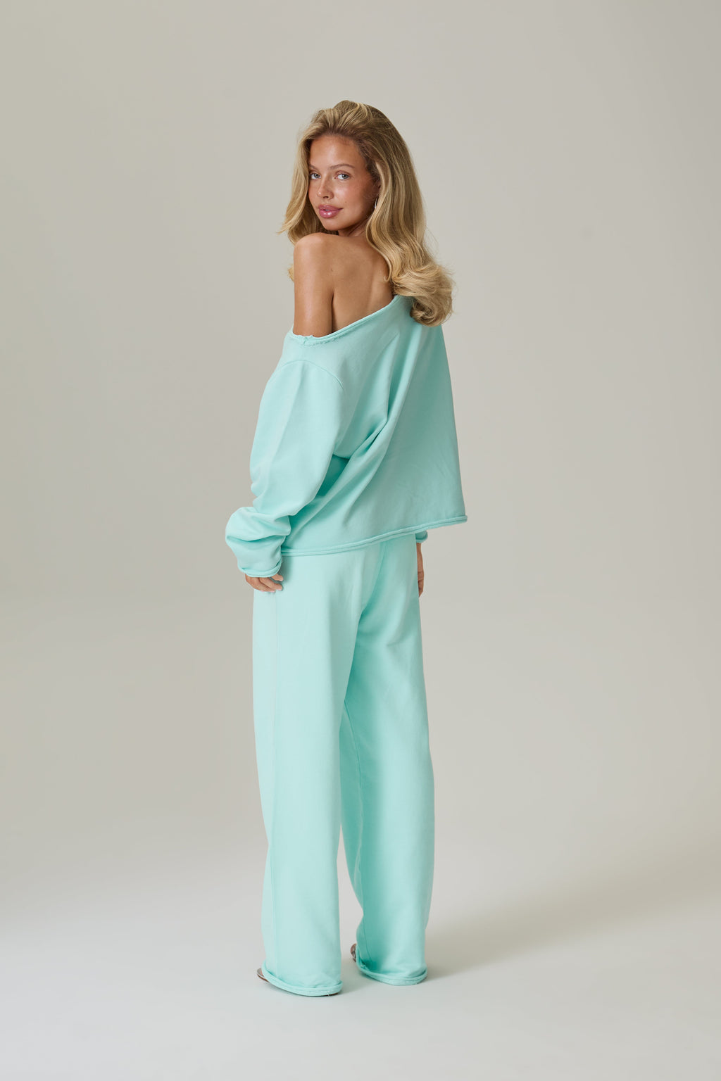 Pantaloni della tuta a gamba larga Slouch color acqua