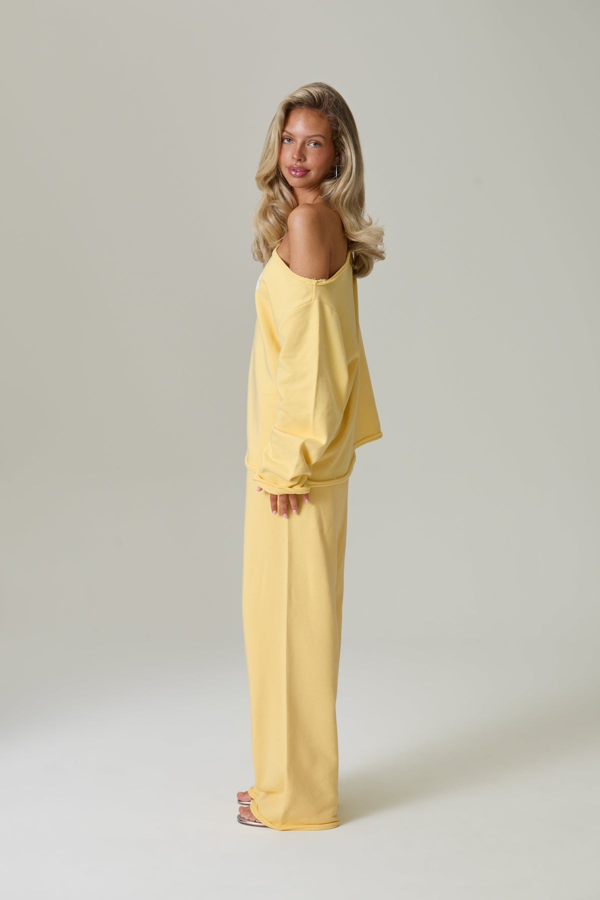 Slouch Wide Leg Sweatpants in Yellow