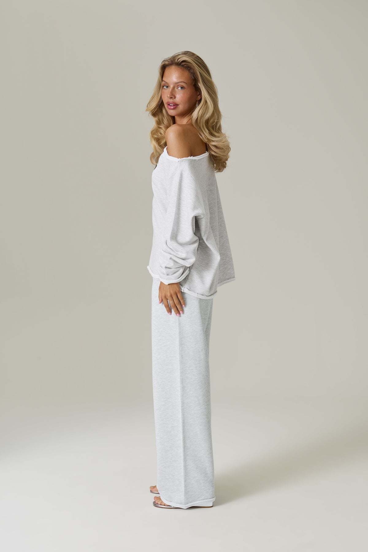 Pantalon de survêtement large Slouch gris chiné