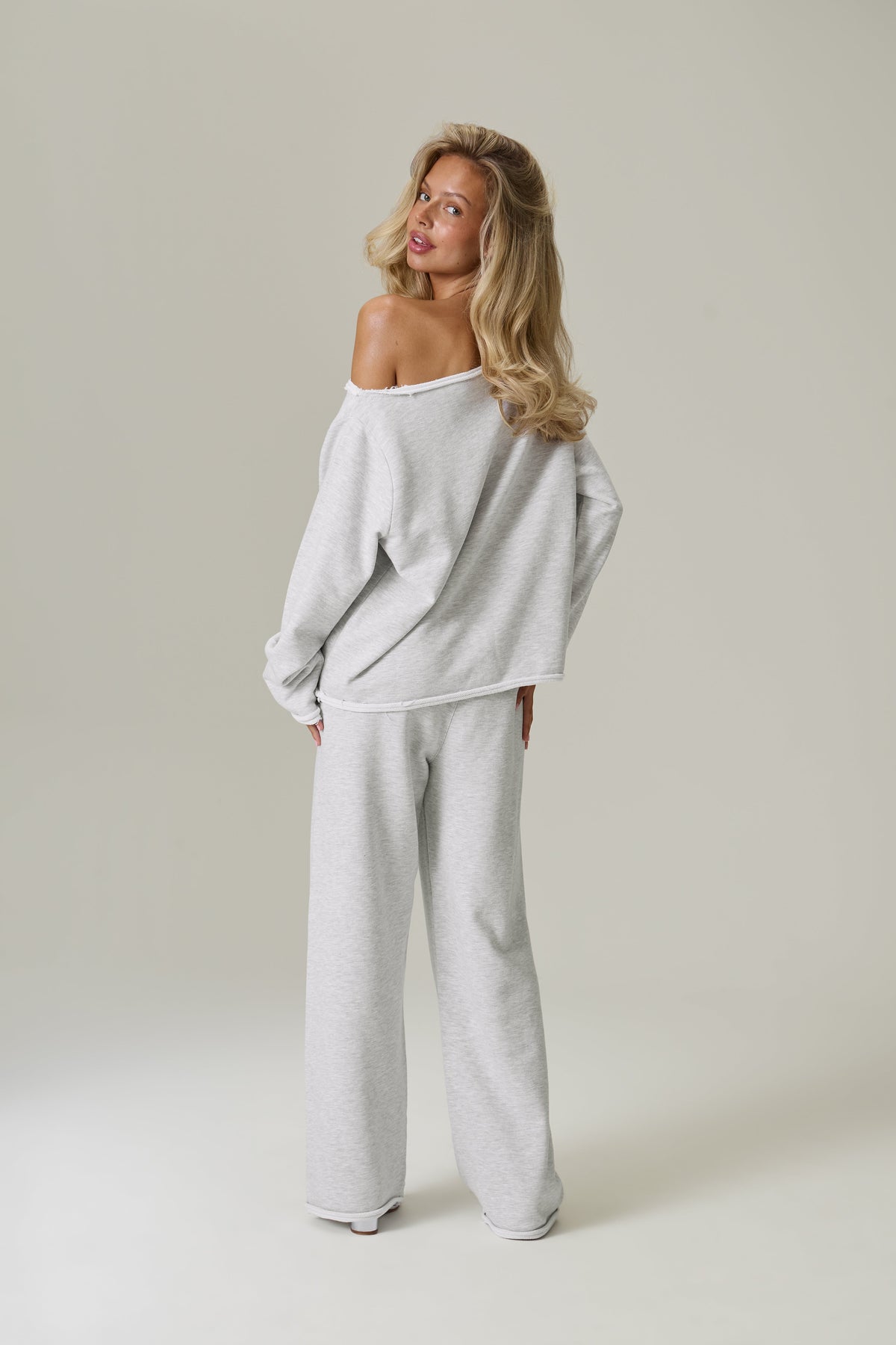 Pantalon de survêtement large Slouch gris chiné