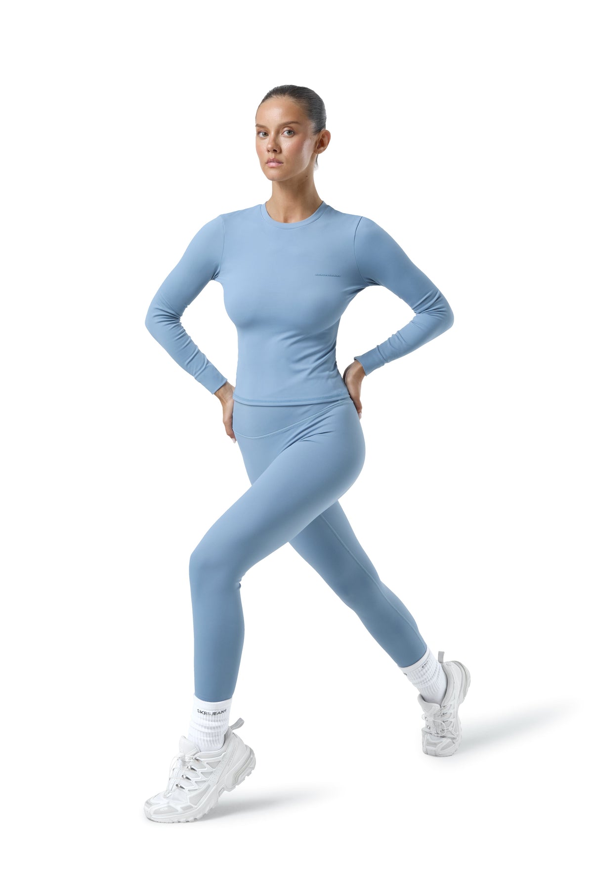 Soft Active Long Sleeve Top in Mid Blue