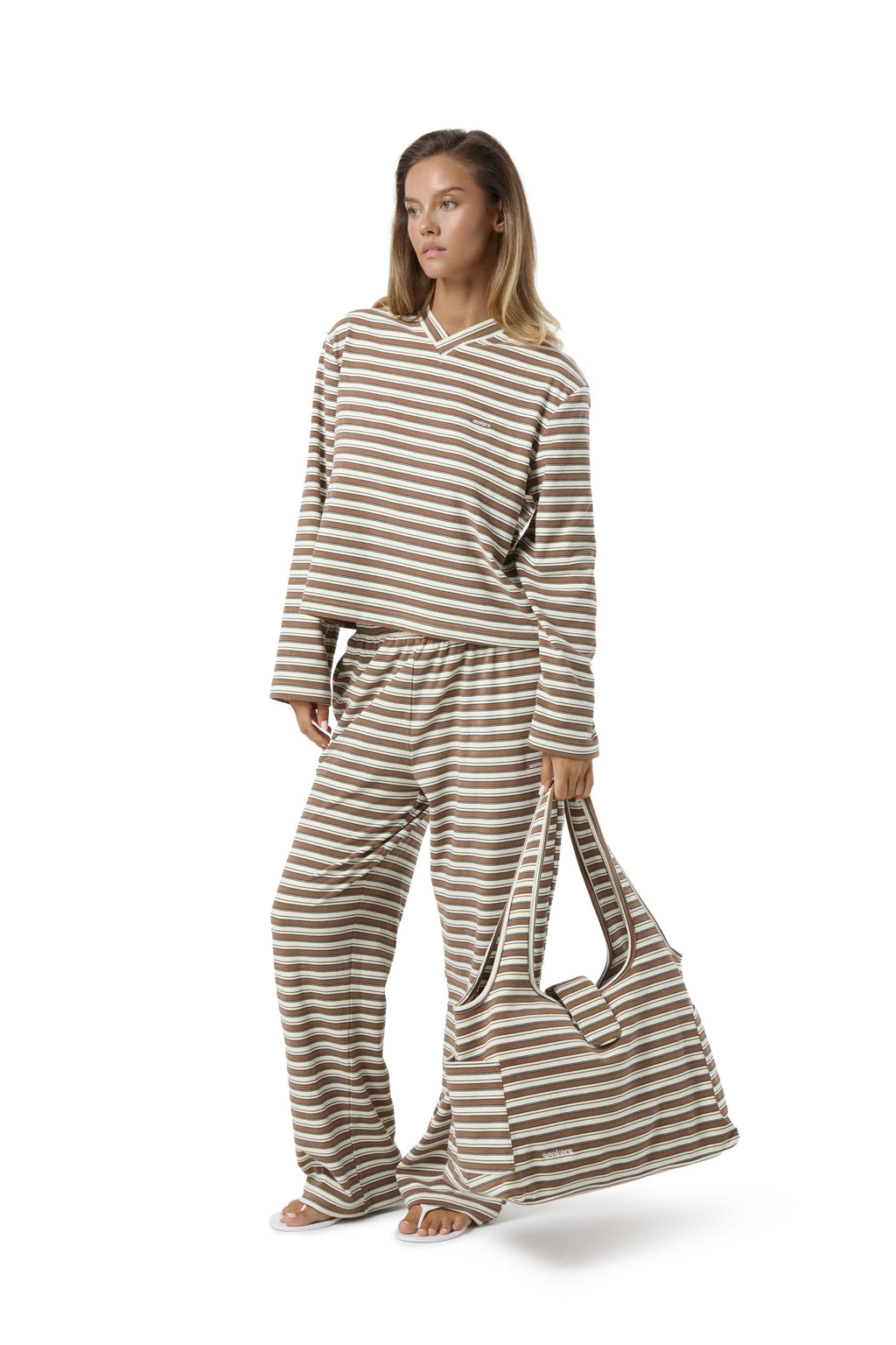 Pantaloni morbidi Wilkie a gamba larga color nocciola