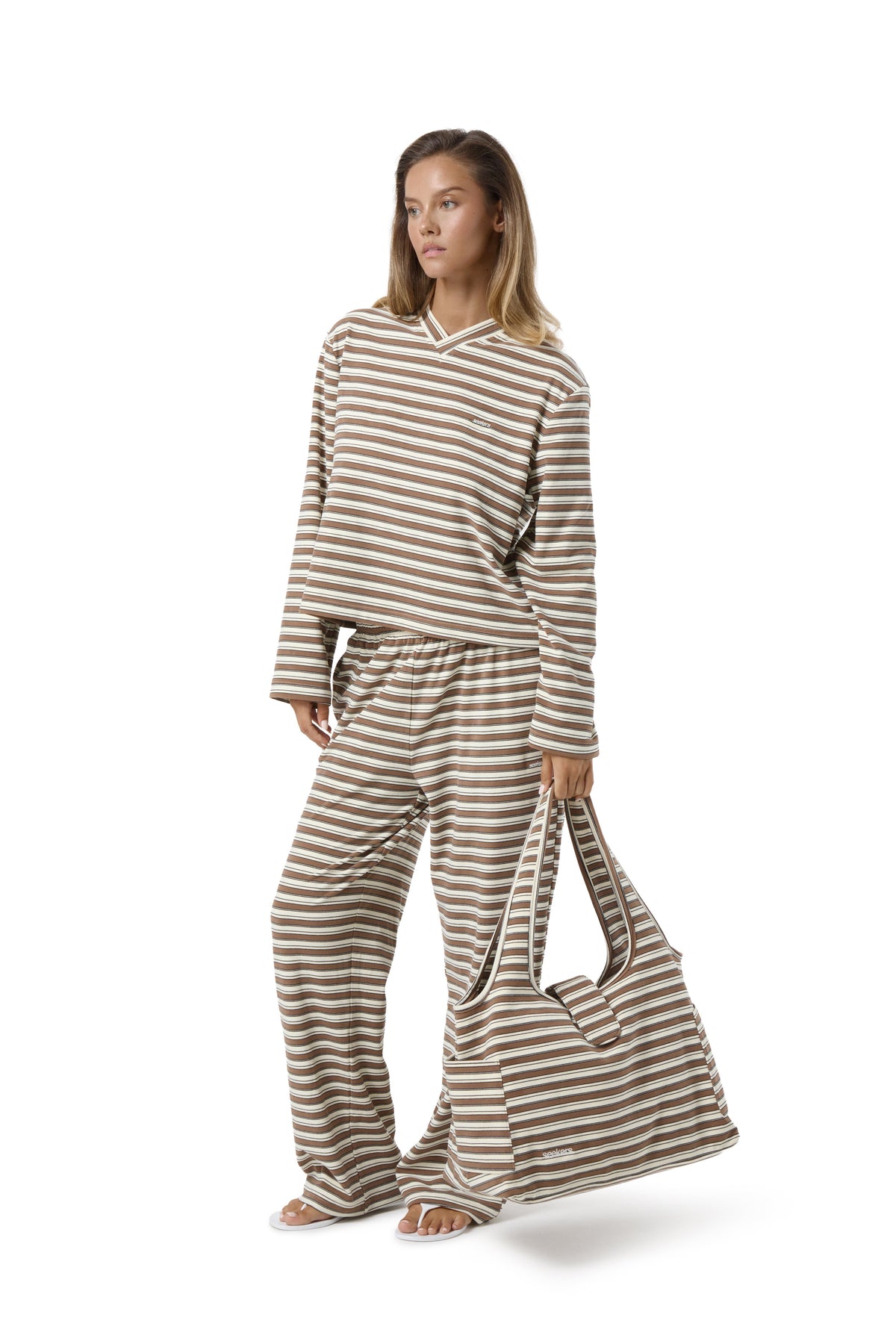 Pantaloni morbidi Wilkie a gamba larga color nocciola
