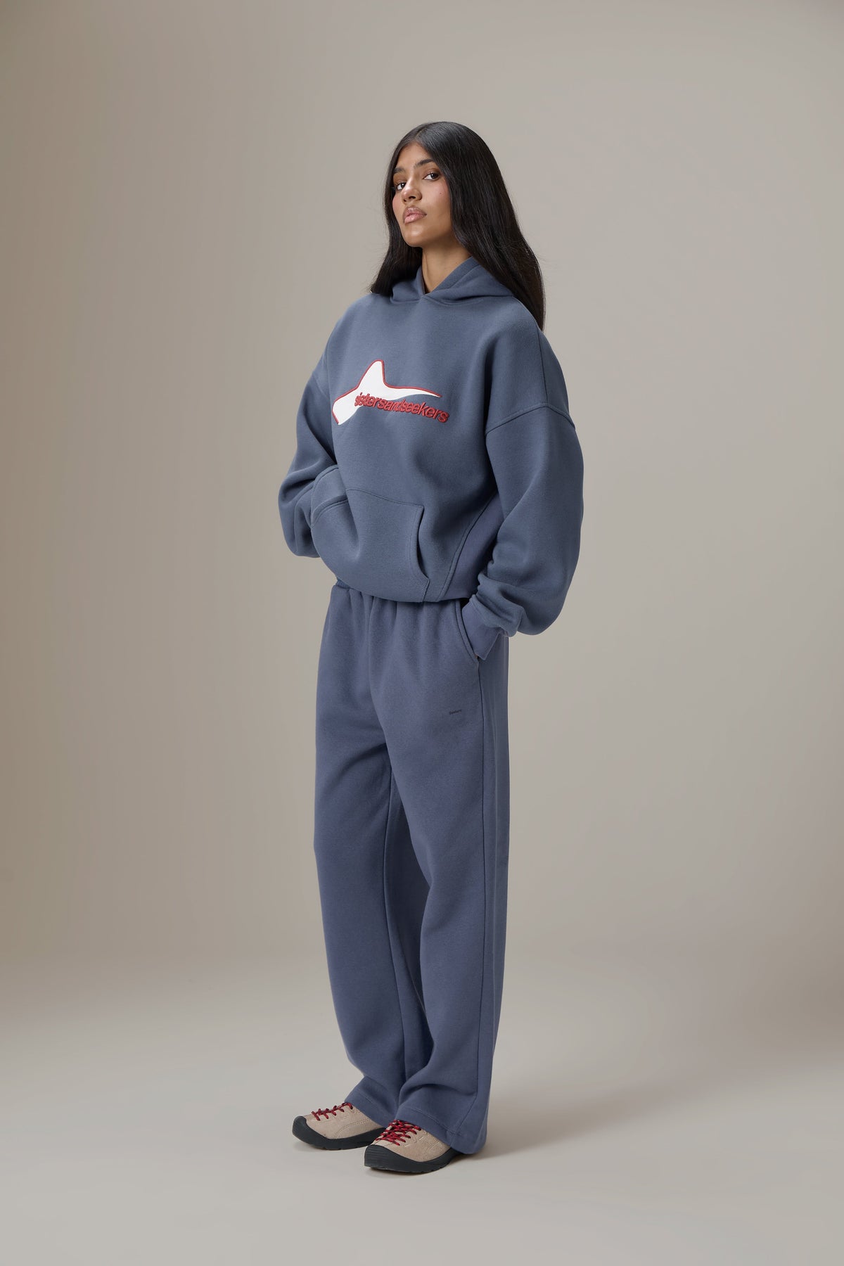 Pantalon de jogging classique à jambes larges, bleu vintage