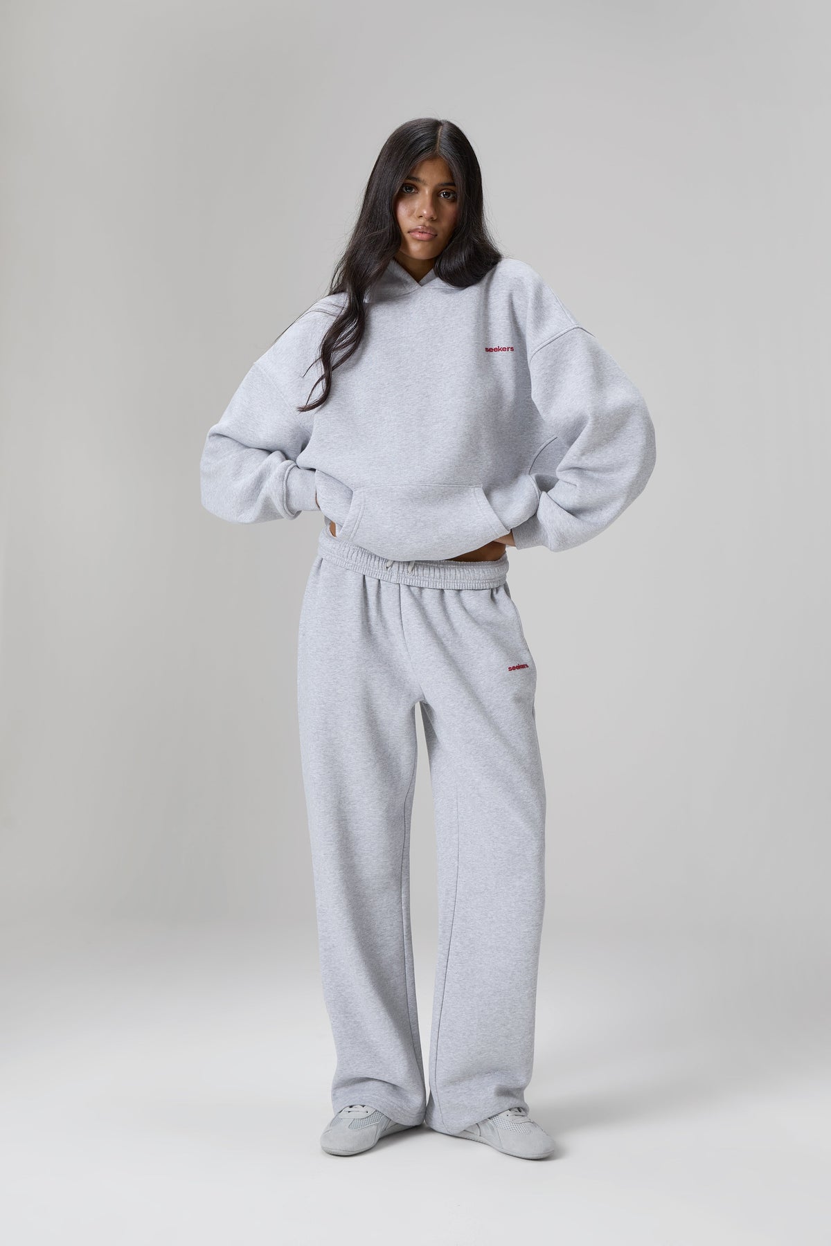 Classic Wide Leg Sweatpants in Grey Melange