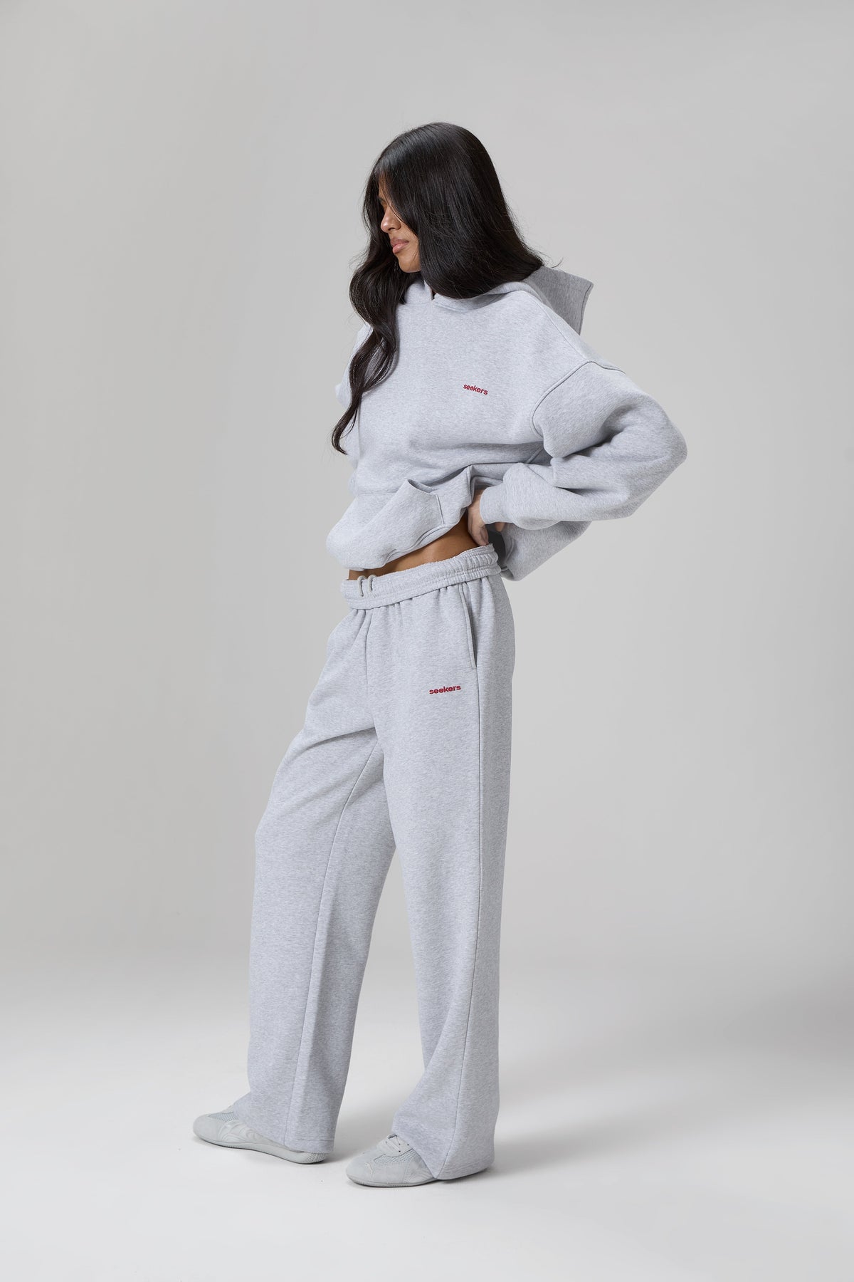 Classic Wide Leg Sweatpants in Grey Melange