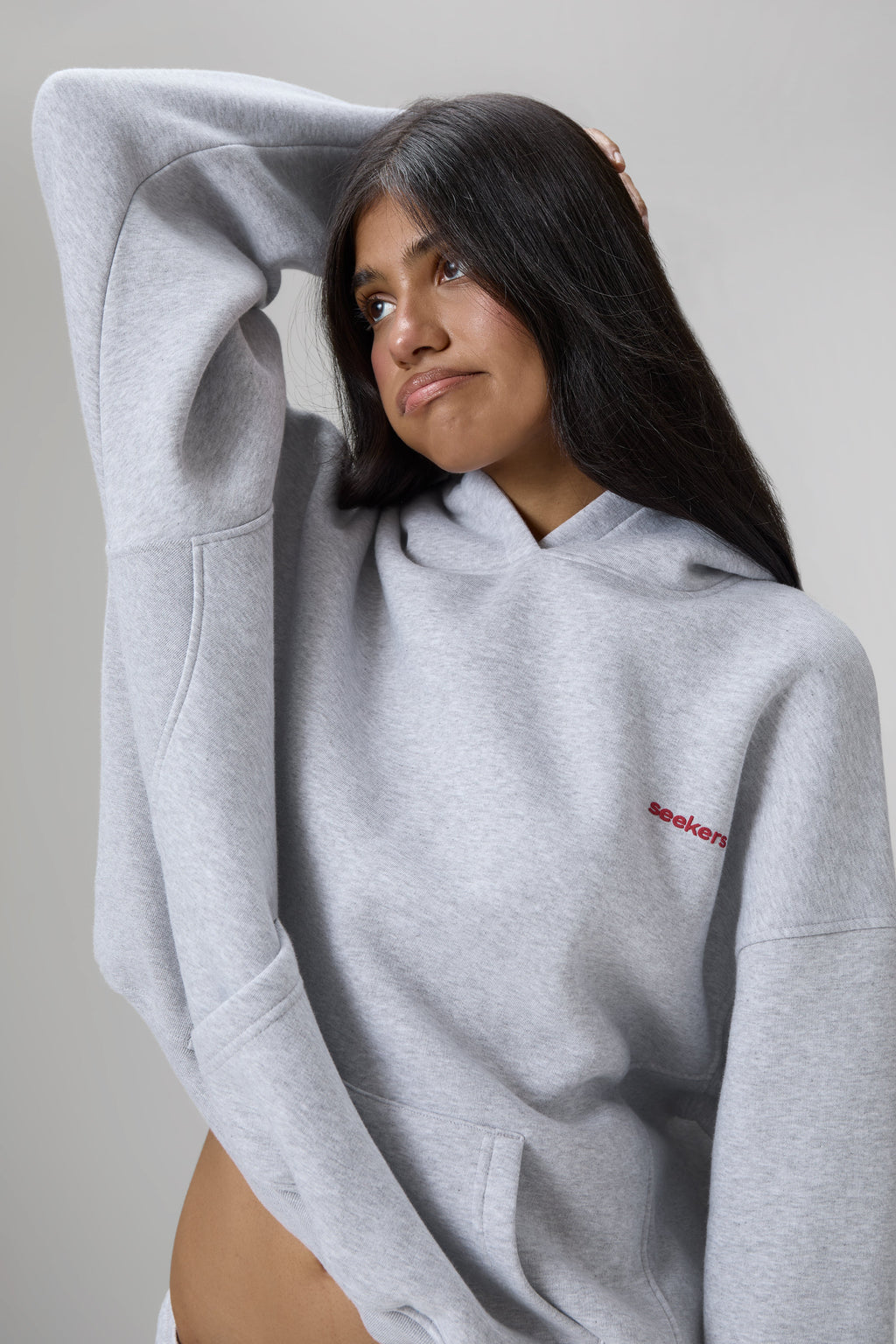 Brand Hoodie in Grey Melange