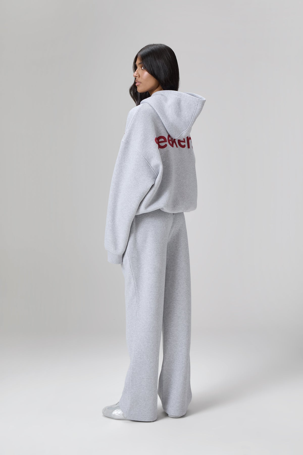 Classic Wide Leg Sweatpants in Grey Melange