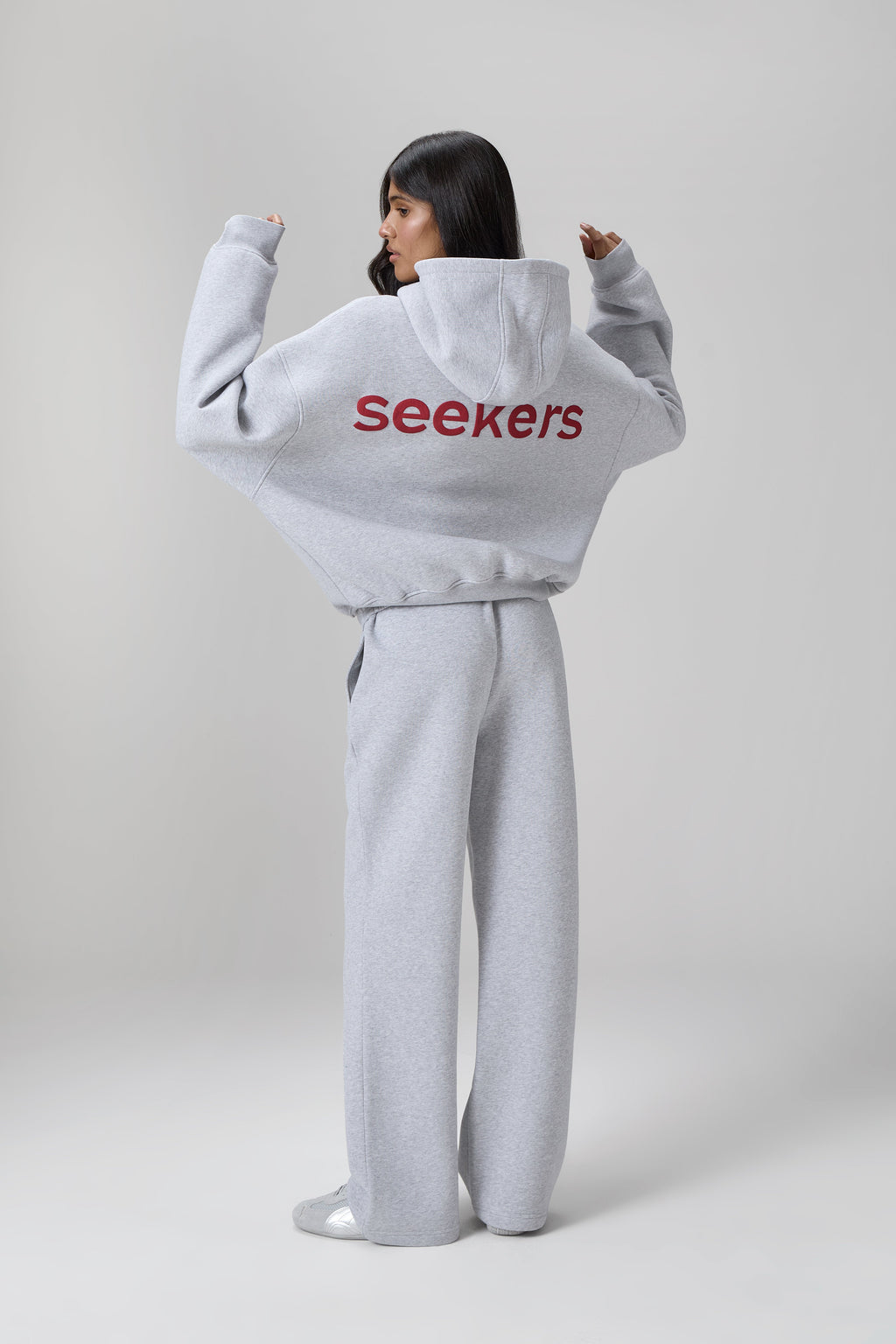 Brand Hoodie in Grey Melange