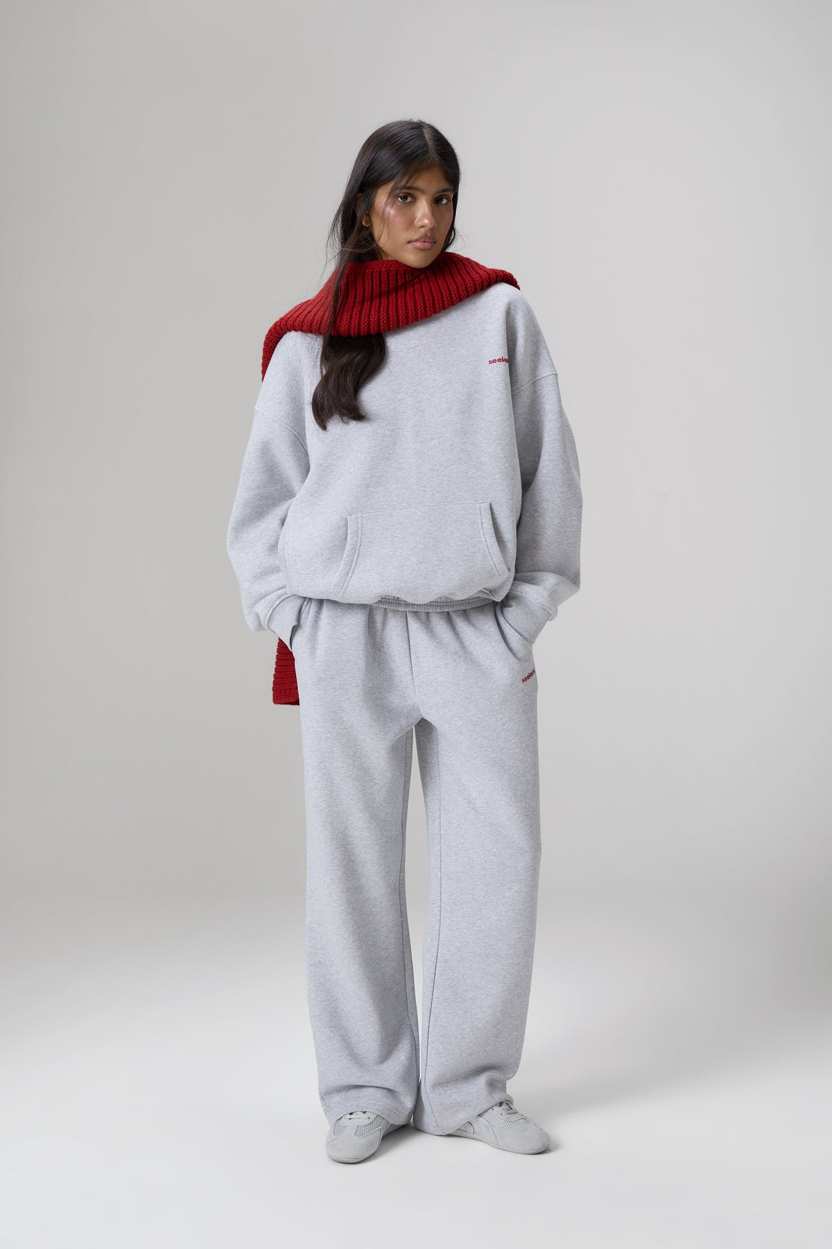 Brand Hoodie in Grey Melange