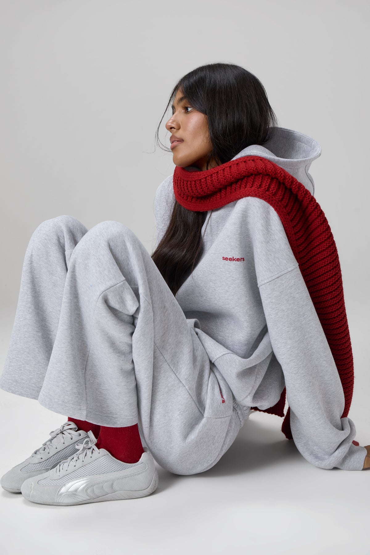 Classic Wide Leg Sweatpants in Grey Melange