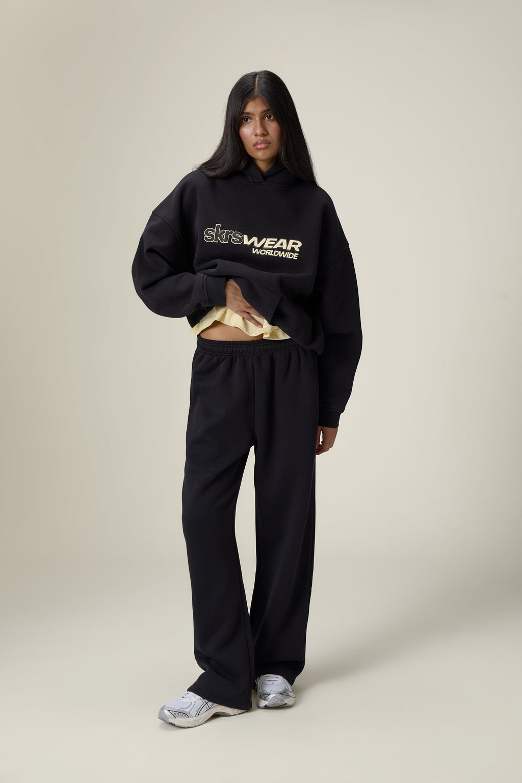 Classic Wide Leg Sweatpants in Washed Black