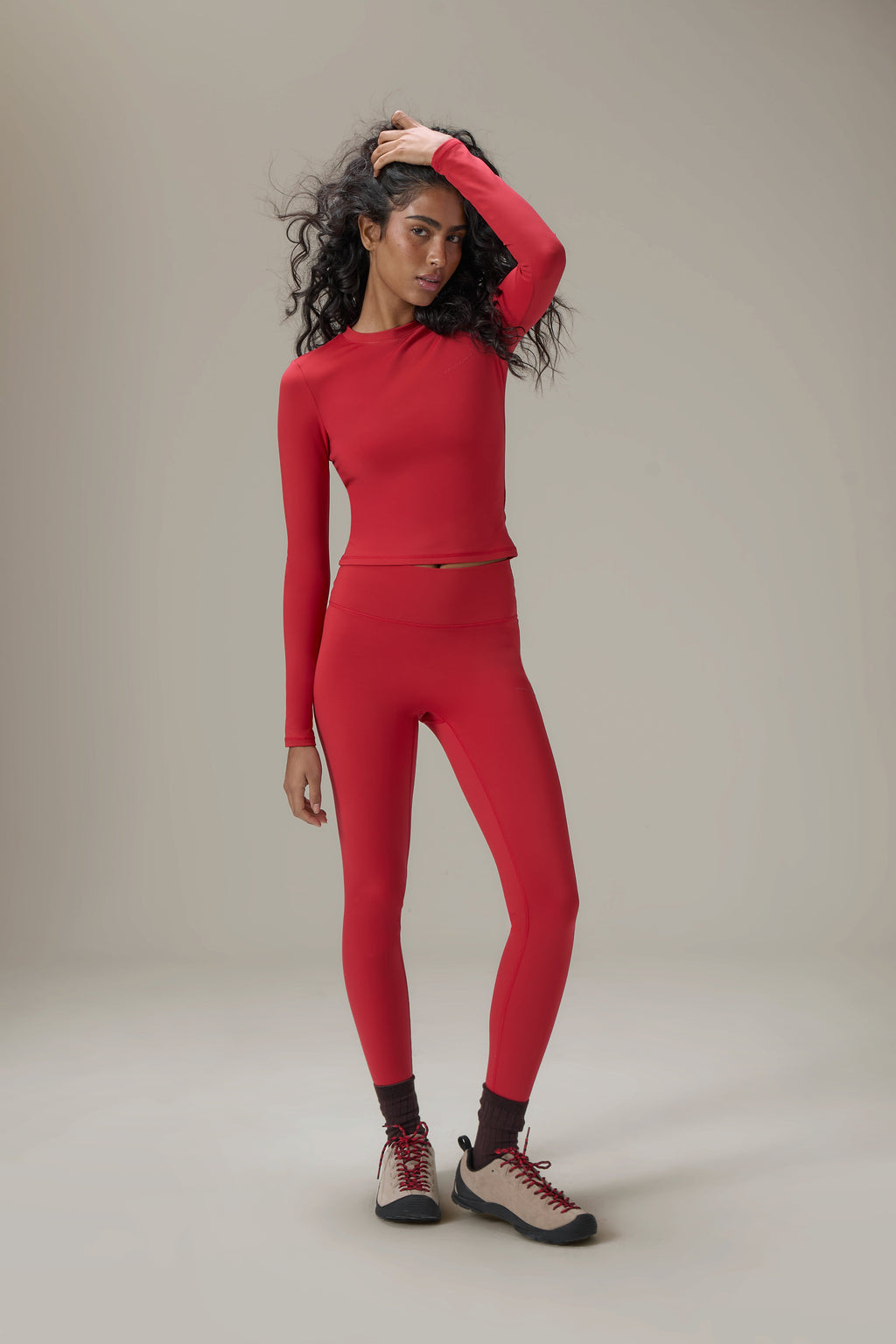 Mjuka aktiva tights i rött